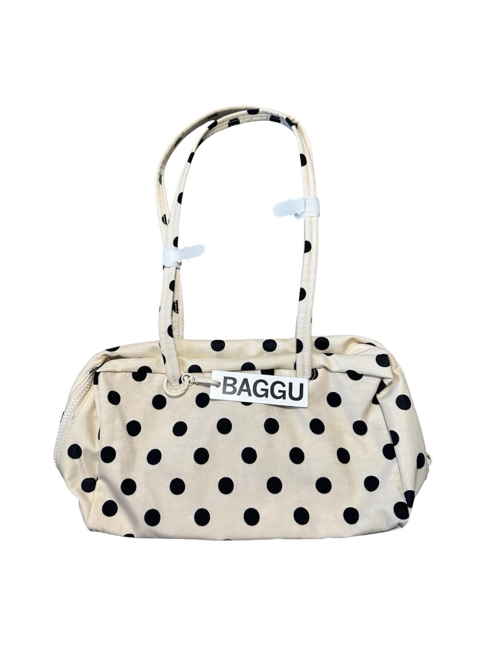 NWT Baggu UO Exclusive Cream & Black Polka Dot Nylon Bowler Shoulder Bag